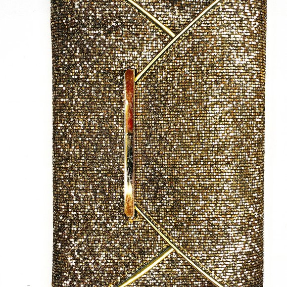 Vintage Gold Sparkle Clutch – 1990s – Satin Lining – Elegant Evening Bag - Picture 1 of 8